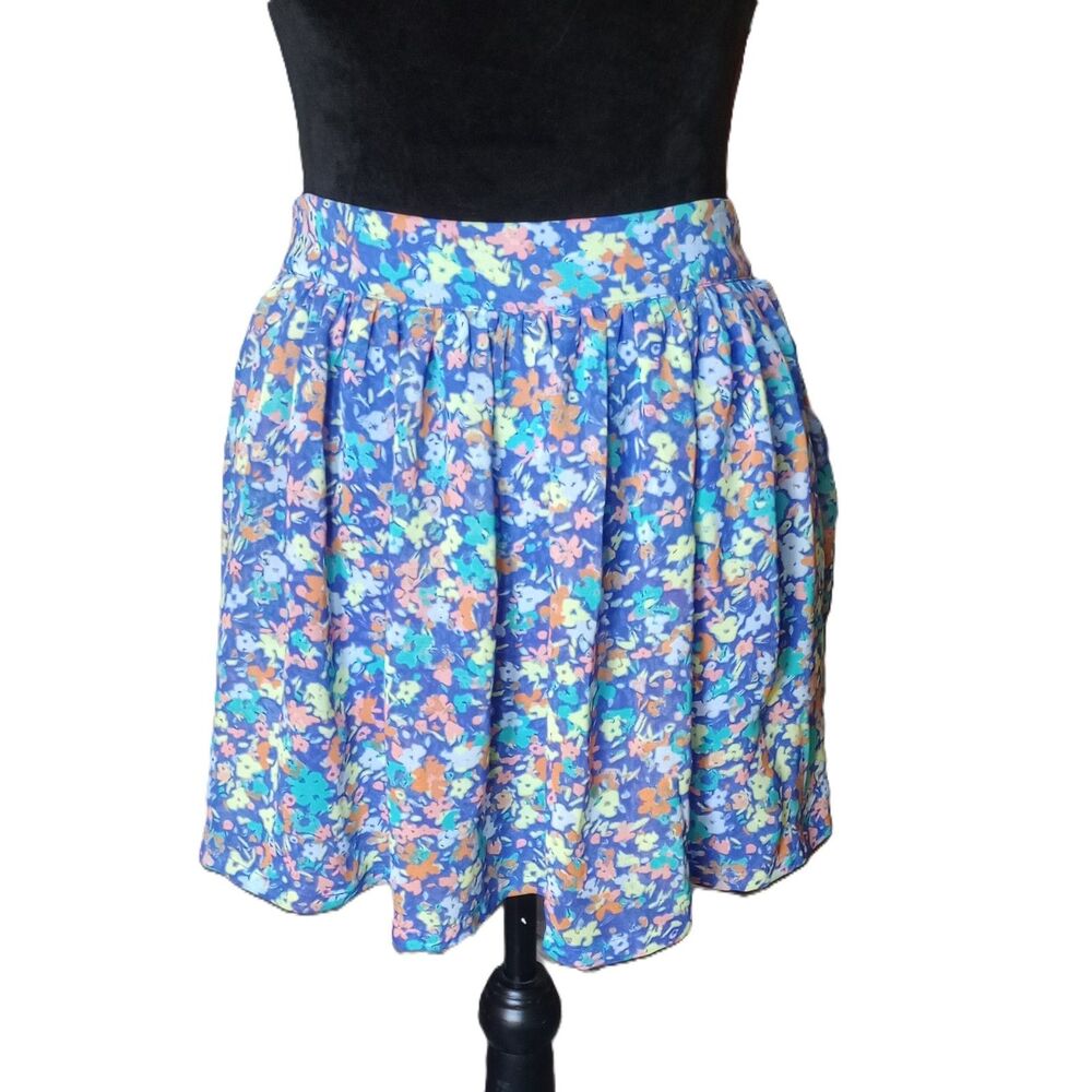 Arizona Jean Co. Women's M Sheer Blue Floral Mini Skirt